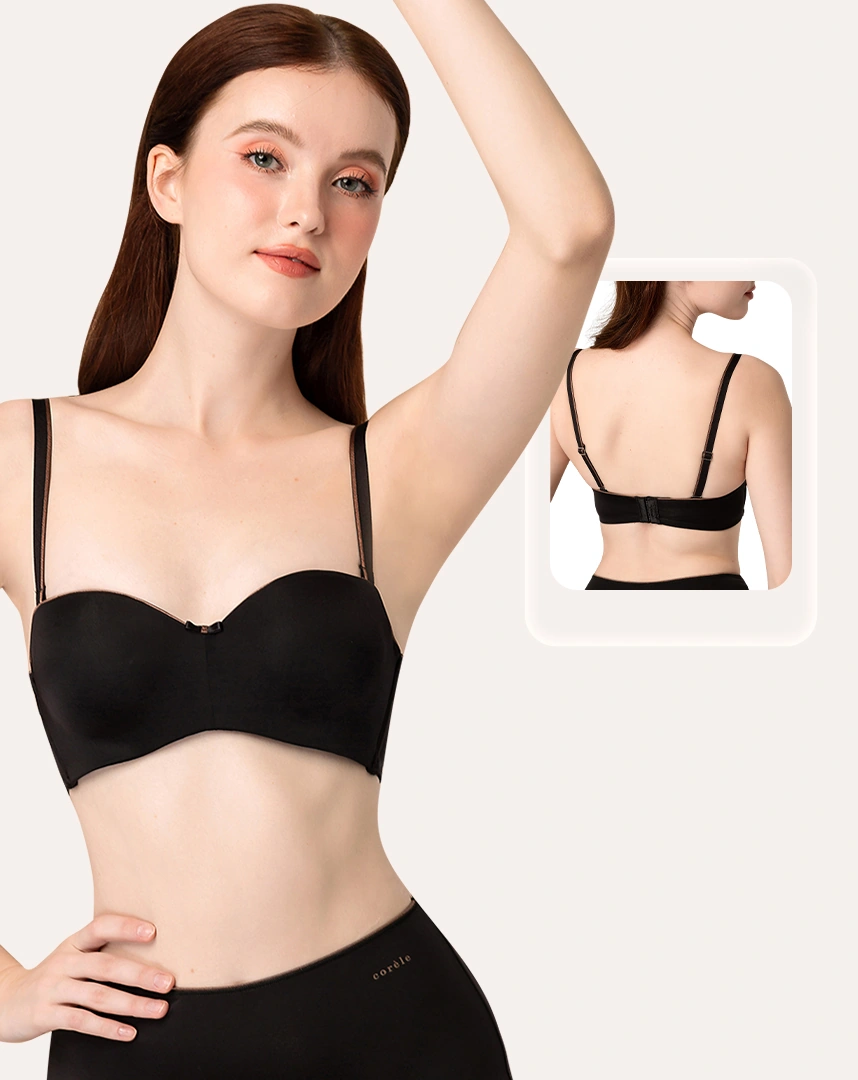 Áo ngực nữ cúp ngang Corèle tháo dây, mút vừa, không đường may, gọng ẩn Silicone thoải mái gợi cảm từ Pháp - 11137A/11137A-1