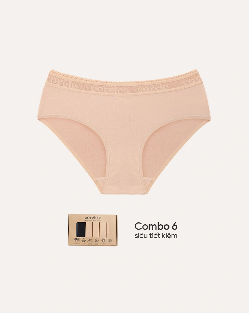 (COMBO 06) Quần lót nữ siêu tiết kiệm Corèle vải sợi tre, cạp vừa, chuẩn an toàn quốc tế OEKO-TEX từ Corèle Pháp - 02138A (COMBO 06) Quần lót nữ siêu tiết kiệm Corèle vải sợi tre, cạp vừa, chuẩn an toàn quốc tế OEKO-TEX từ Corèle Pháp - 02138A