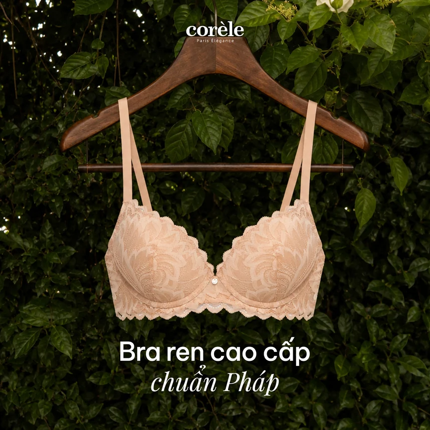Áo ngực nữ Corèle nâng vừa mút vừa có gọng, phối ren ẩn mịn mướt, chuẩn an toàn OEKO-TEX từ Corèle Pháp - 31142A Áo ngực nữ Corèle nâng vừa mút vừa có gọng, phối ren ẩn mịn mướt, chuẩn an toàn OEKO-TEX từ Corèle Pháp - 31142A
