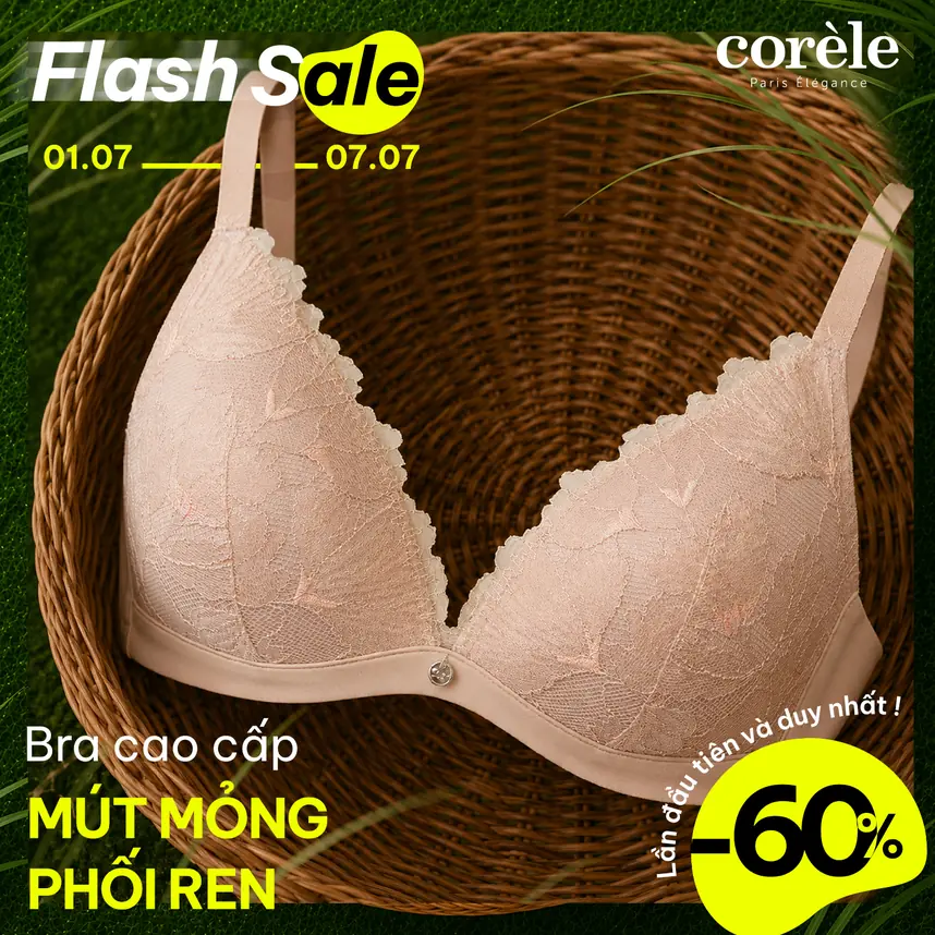 Áo ngực mút mỏng không gọng, cup tam giác, họa tiết ren Soft Glam tinh tế chuẩn an toàn OEKO-TEX từ Corèle Pháp - 50165A