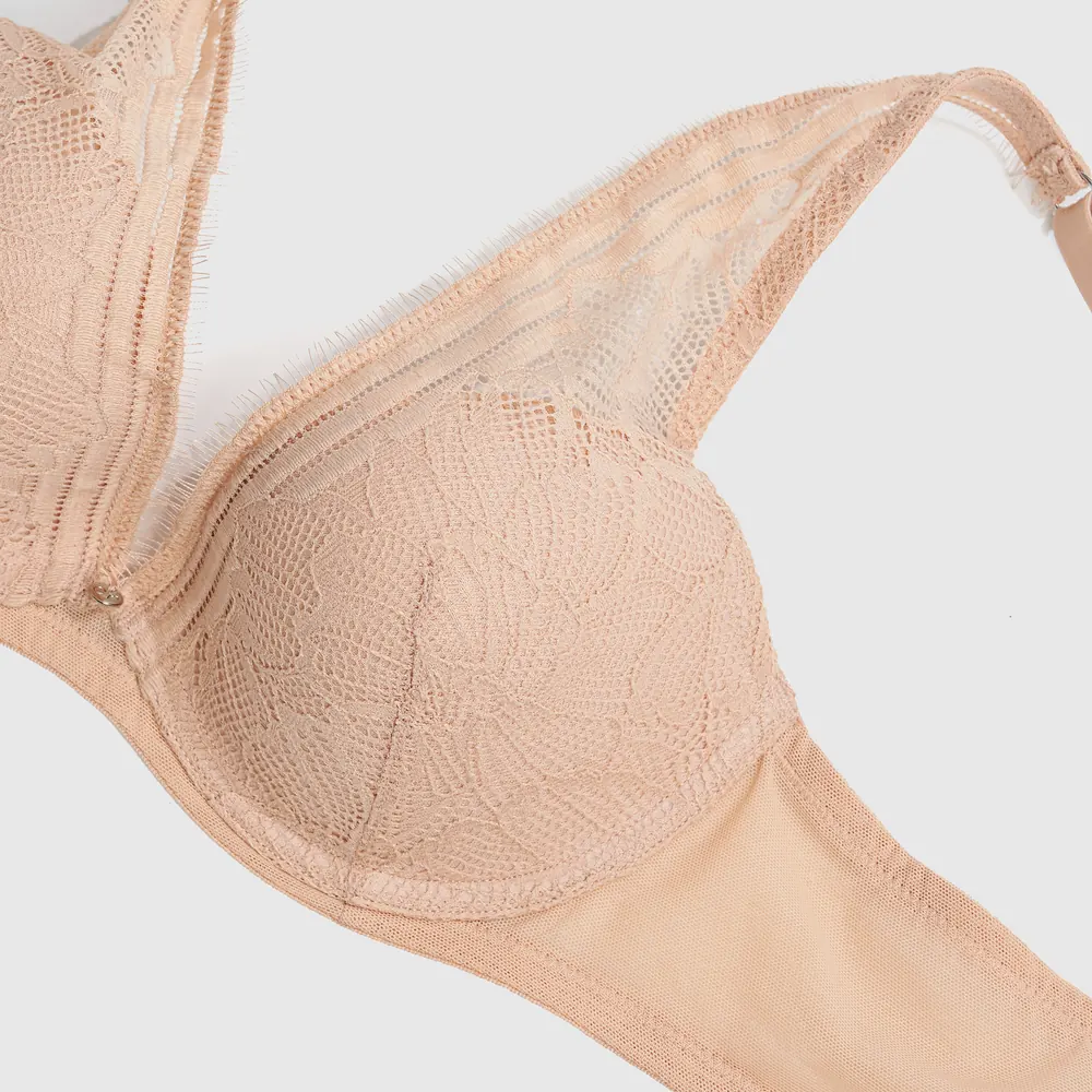 Áo ngực nữ nâng vừa có gọng, cup chữ V tôn dáng, phối ren hoa mẫu đơn, chuẩn an toàn OEKO-TEX từ Corèle Pháp - 71166A Áo ngực nữ nâng vừa có gọng, cup chữ V tôn dáng, phối ren hoa mẫu đơn, chuẩn an toàn OEKO-TEX từ Corèle Pháp - 71166A