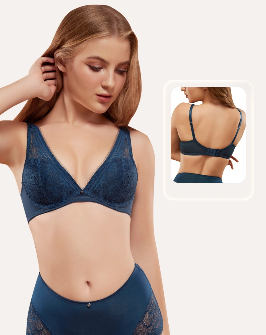 Áo ngực nữ nâng vừa có gọng, cup chữ V tôn dáng, phối ren hoa mẫu đơn, chuẩn an toàn OEKO-TEX từ Corèle Pháp - 71166A
