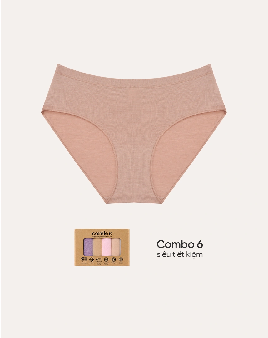 (Combo 06) Quần lót bản lưng vừa Marguerite vải Modal kháng khuẩn, chuẩn an toàn quôc tế OEKO-TEX từ Corèle Pháp - 07144-1