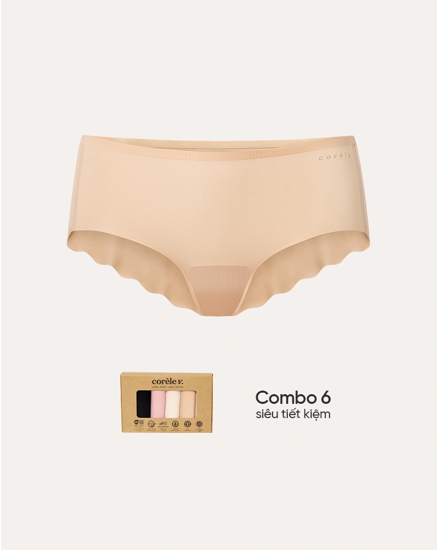 (Combo 06) quần lót nữ lưng vừa Corèle thun lạnh cao cấp, không đường may, an toàn cho da nhạy cảm - Corele - 02155A-6