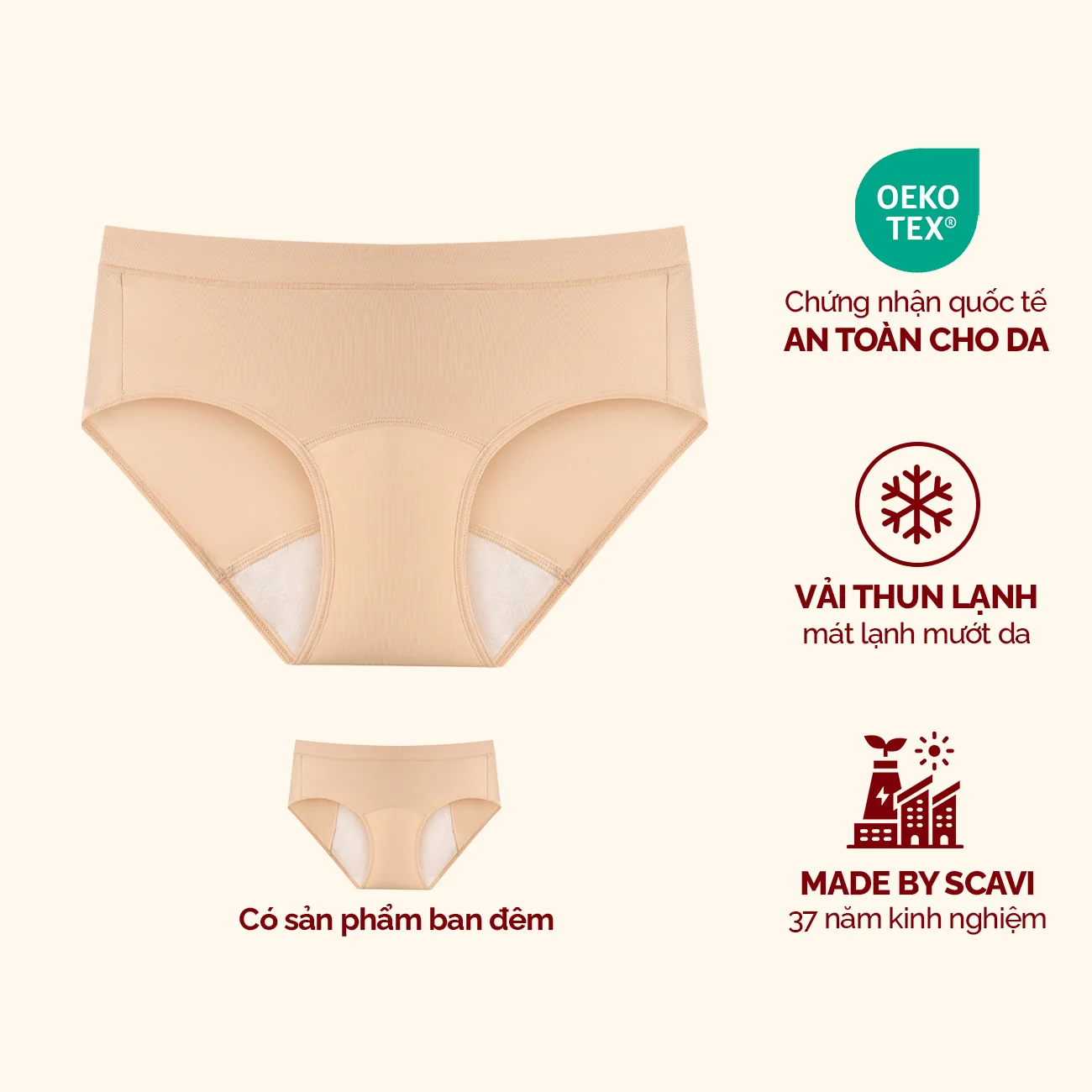 Quần lót Nguyệt San (ban ngày ☀️) lưng vừa, vải thun lạnh cao cấp – Marguerite – 02181-1