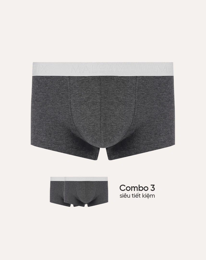 (Combo 03) Quần lót nam MALEFIX, dáng Trunk, cotton co giãn, thấm hút tốt, chuẩn an toàn quốc tế OEKO-TEX từ Corèle Pháp - MB004