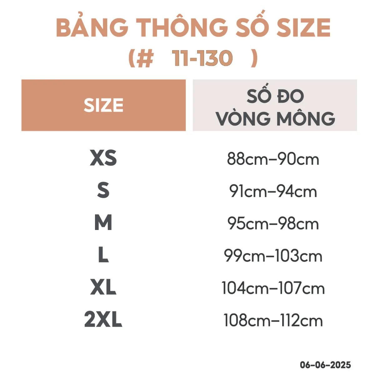 Bảng hướng dẫn chọn size