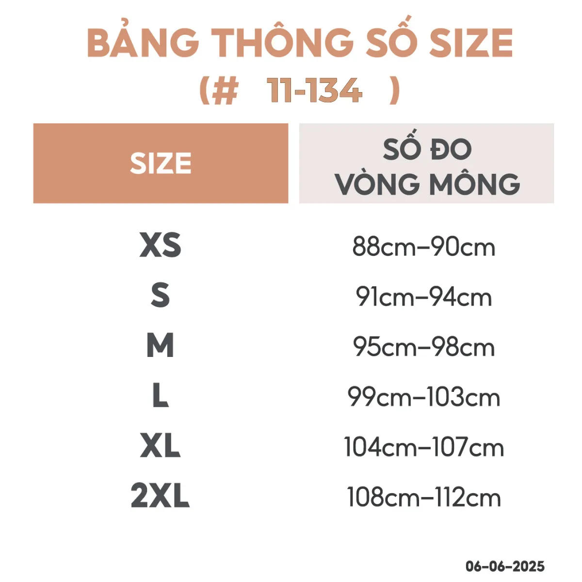 Bảng hướng dẫn chọn size