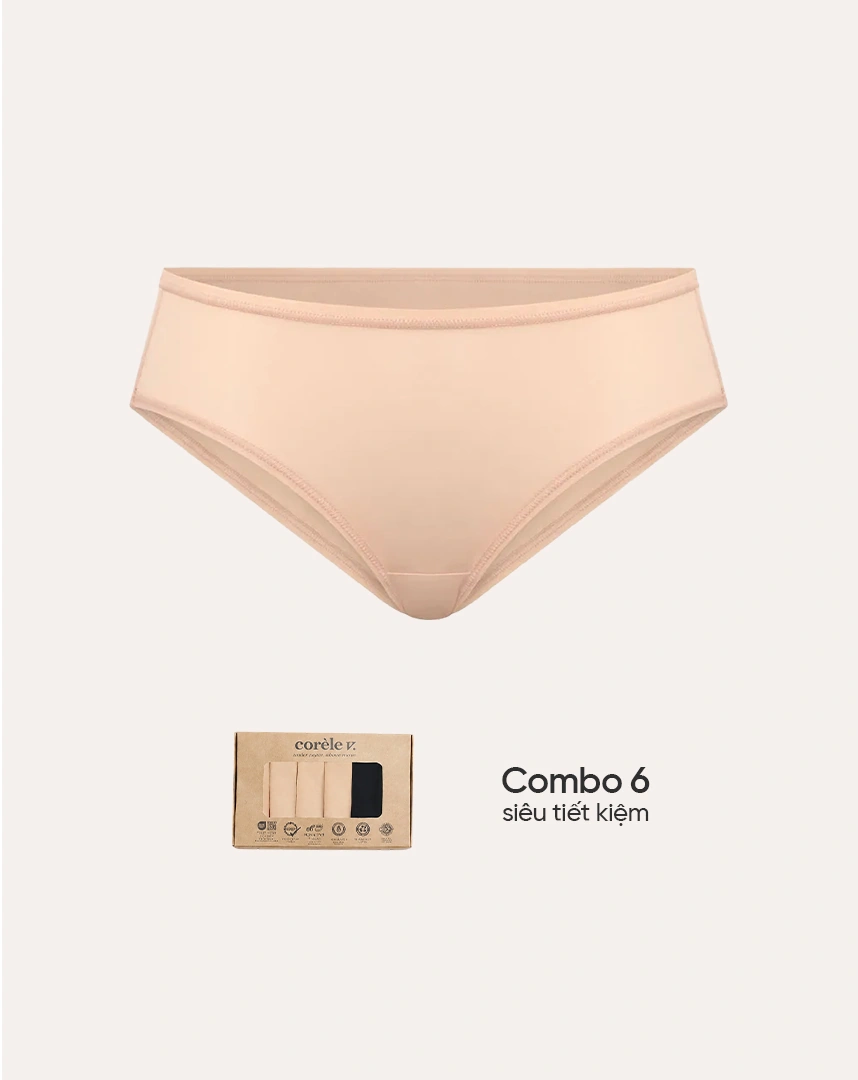 (Combo 06) Quần lót nữ Marguerite lưng vừa, thun lạnh co giãn tốt, chuẩn an toàn quốc tế OEKO-TEX từ Corèle Pháp - 02169-6