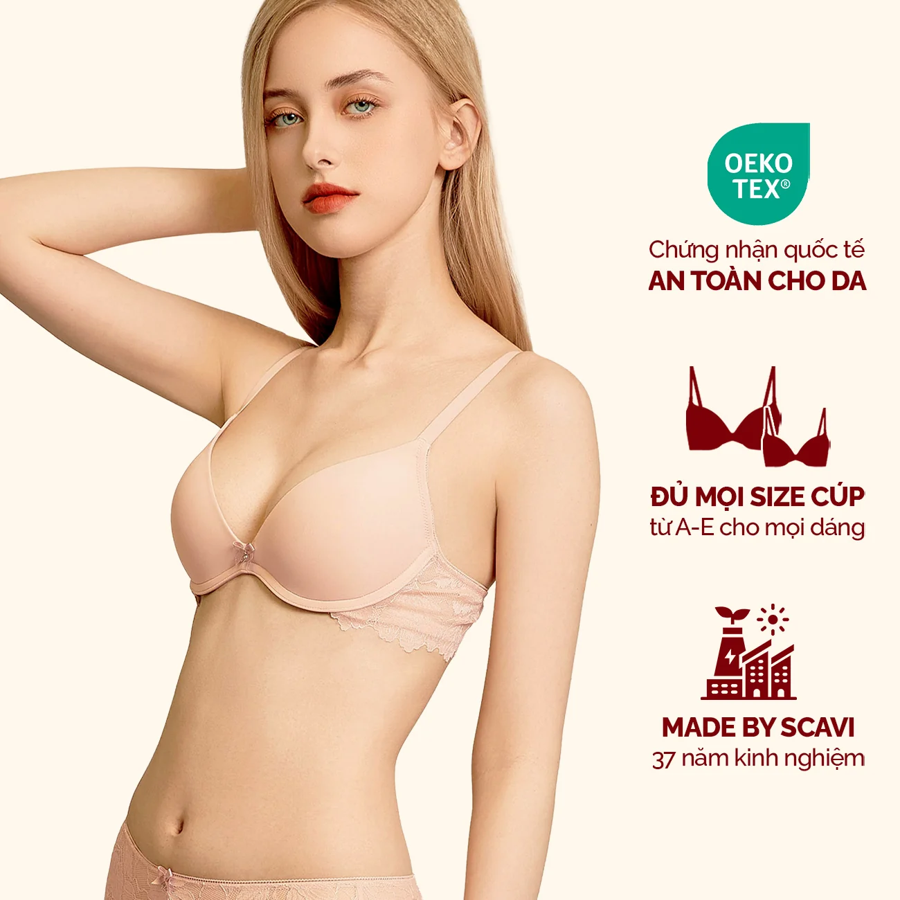 Áo ngực nữ Corèle có gọng, nâng vừa, phối ren quyến rũ, chuẩn an toàn OEKO-TEX từ Corèle Pháp – 81171A