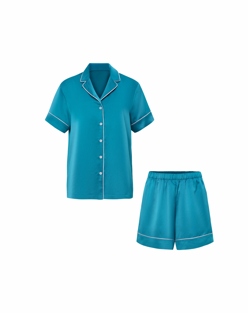 Bộ pijama tay ngắn quần ngắn lụa satin cao cấp, mặc nhà sang trọng chuẩn OEKO-TEX từ Corèle Pháp – HP180A Bộ pijama tay ngắn quần ngắn lụa satin cao cấp, mặc nhà sang trọng chuẩn OEKO-TEX từ Corèle Pháp – HP180A