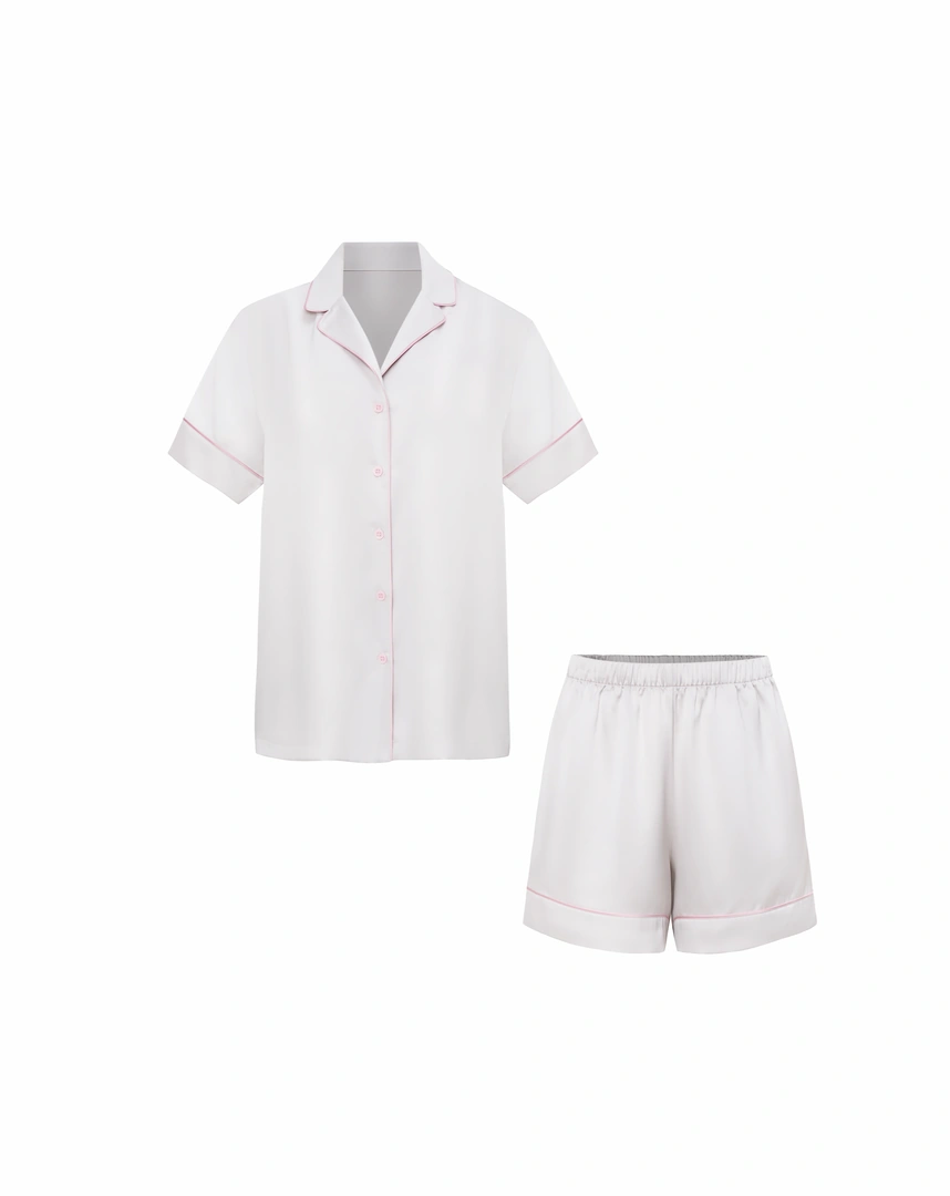 Bộ pijama tay ngắn quần ngắn lụa satin cao cấp, mặc nhà sang trọng chuẩn OEKO-TEX từ Corèle Pháp – HP180A Bộ pijama tay ngắn quần ngắn lụa satin cao cấp, mặc nhà sang trọng chuẩn OEKO-TEX từ Corèle Pháp – HP180A