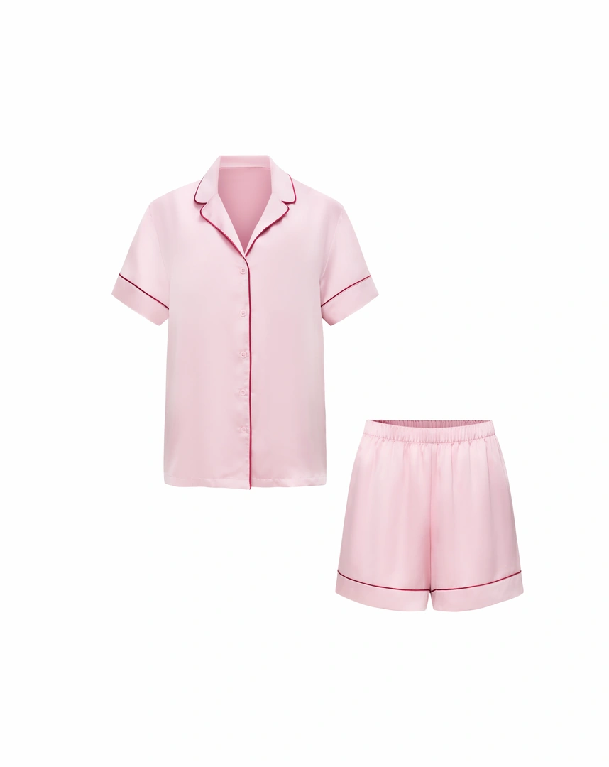 Bộ pijama tay ngắn quần ngắn lụa satin cao cấp, mặc nhà sang trọng chuẩn OEKO-TEX từ Corèle Pháp – HP180A Bộ pijama tay ngắn quần ngắn lụa satin cao cấp, mặc nhà sang trọng chuẩn OEKO-TEX từ Corèle Pháp – HP180A