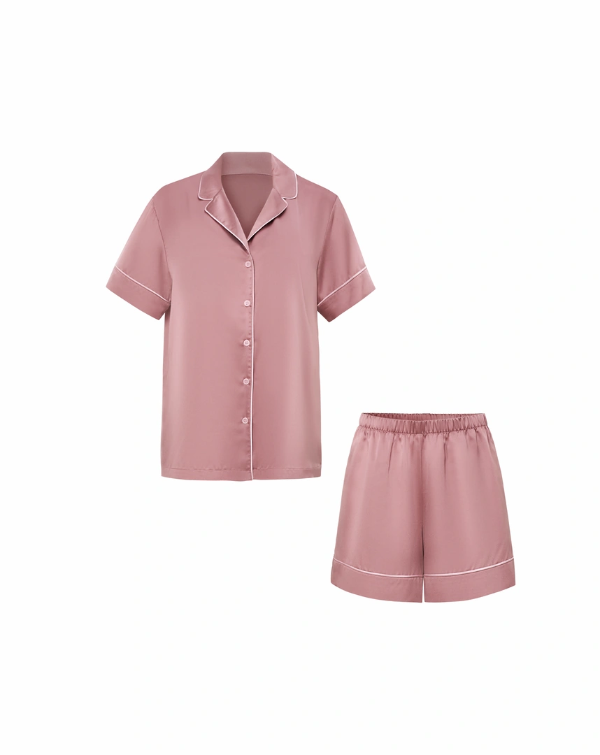 Bộ pijama tay ngắn quần ngắn lụa satin cao cấp, mặc nhà sang trọng chuẩn OEKO-TEX từ Corèle Pháp – HP180A Bộ pijama tay ngắn quần ngắn lụa satin cao cấp, mặc nhà sang trọng chuẩn OEKO-TEX từ Corèle Pháp – HP180A