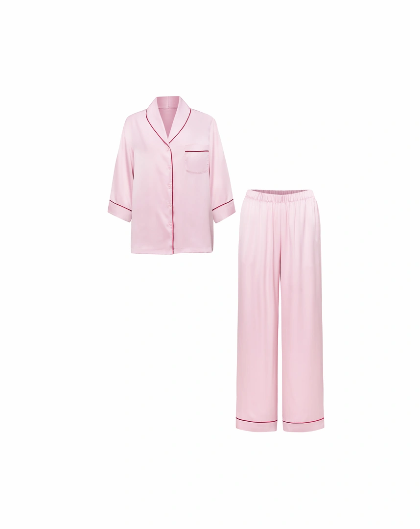 Bộ pijama tay dài quần dài lụa satin cao cấp, mặc nhà sang trọng chuẩn OEKO-TEX từ Corèle Pháp - HP180B Bộ pijama tay dài quần dài lụa satin cao cấp, mặc nhà sang trọng chuẩn OEKO-TEX từ Corèle Pháp - HP180B