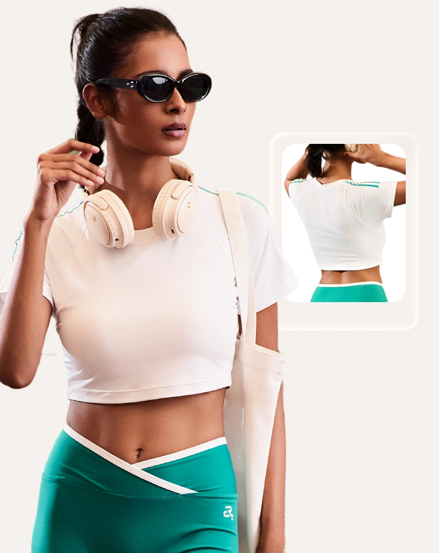 Áo thun thể thao nữ Askin Allure tay ngắn dáng crop có cup Corele (Yoga/Tập nhẹ) – SCBT203A