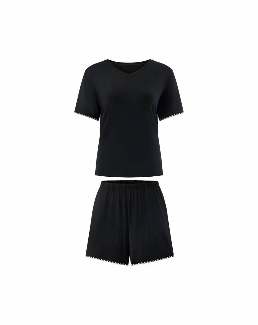 SET Áo thun tay ngắn & Quần short viền xích móc, vải Modal lành tính, chuẩn TENCEL Lenzing & OEKO-TEX | CORÈLE HWSS191A SET Áo thun tay ngắn & Quần short viền xích móc, vải Modal lành tính, chuẩn TENCEL Lenzing & OEKO-TEX | CORÈLE HWSS191A