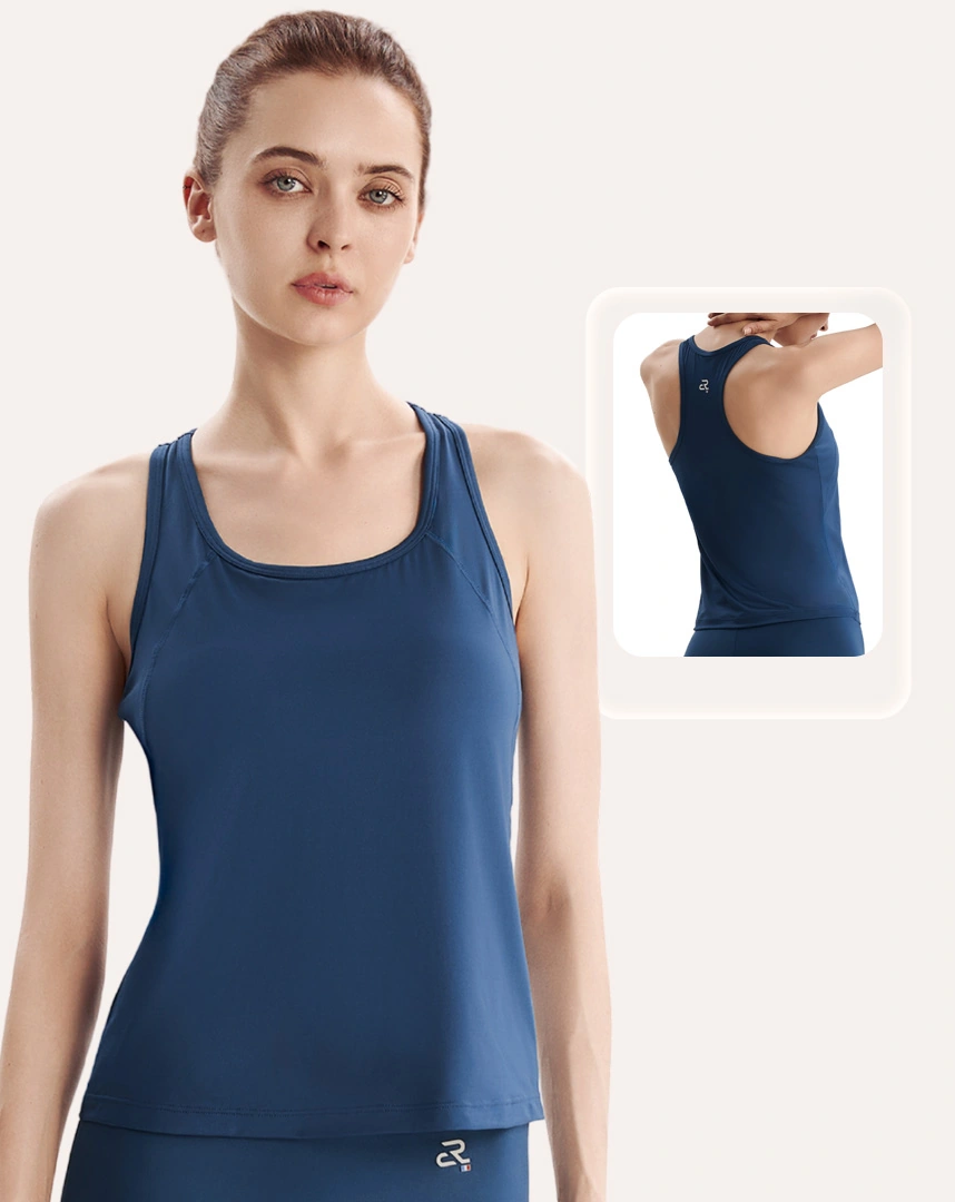 Áo Tank-top nữ dáng suông tích hợp cup ngực, vải Askin làm mát, tập Gym Yoga Pilates | CORÈLE SLBT104A