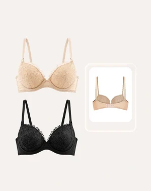 [COMBO 2 ÁO] Áo ngực nữ Lys siêu nâng 3cm có gọng phối ren, dây treo linh hoạt bản lưng chữ U gom gọn, chuẩn an toàn quốc tế OEKO-TEX từ Corèle Pháp – L3202