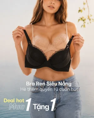 [COMBO 2 ÁO] Áo ngực nữ Lys có gọng siêu nâng 3cm, cúp phối ren, bản lưng chữ U gom gọn, chuẩn an toàn quốc tế OEKO-TEX từ Corèle Pháp – L3201