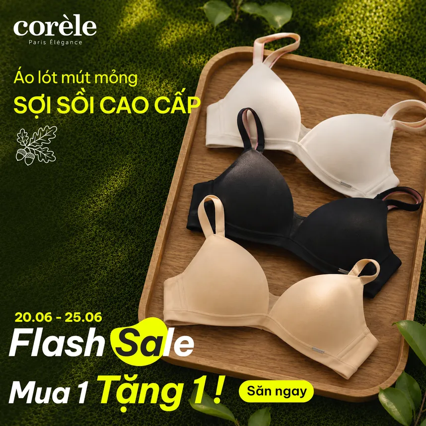 (Combo 02) Áo ngực mút mỏng không gọng, cup tam giác, vải sợi sồi cao cấp mềm mại chuẩn an toàn OEKO-TEX từ Corèle Pháp – 50170A