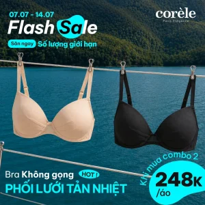 (Combo 02) [PHIÊN BẢN CẢI TIẾN] Áo ngực nữ Marguerite mút vừa nâng 2cm lưng phối lưới Power-Mesh thoáng khí, nâng ngực tự nhiên, không gọng, chuẩn an toàn quốc tế OEKO-TEX từ Corèle Pháp - 21144-1