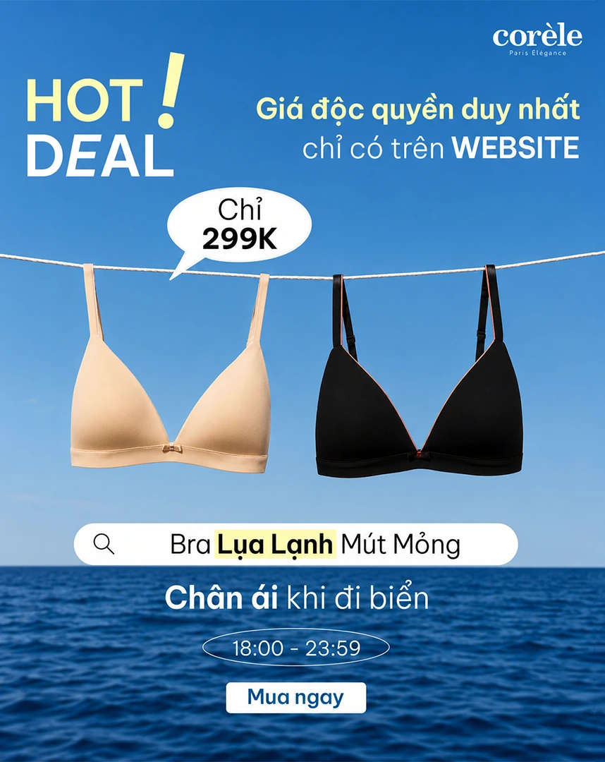 Áo ngực Corèle mút mỏng nhẹ không gọng, mềm mịn, thoáng mát, chuẩn an toàn quốc tế OEKO-TEX từ Corèle Pháp –  50137A
